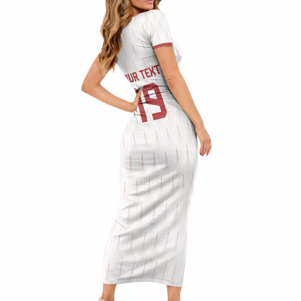 Custom World Football 2026 Austria Short Sleeve Bodycon Dress Austrian Eagles White Glory LT19