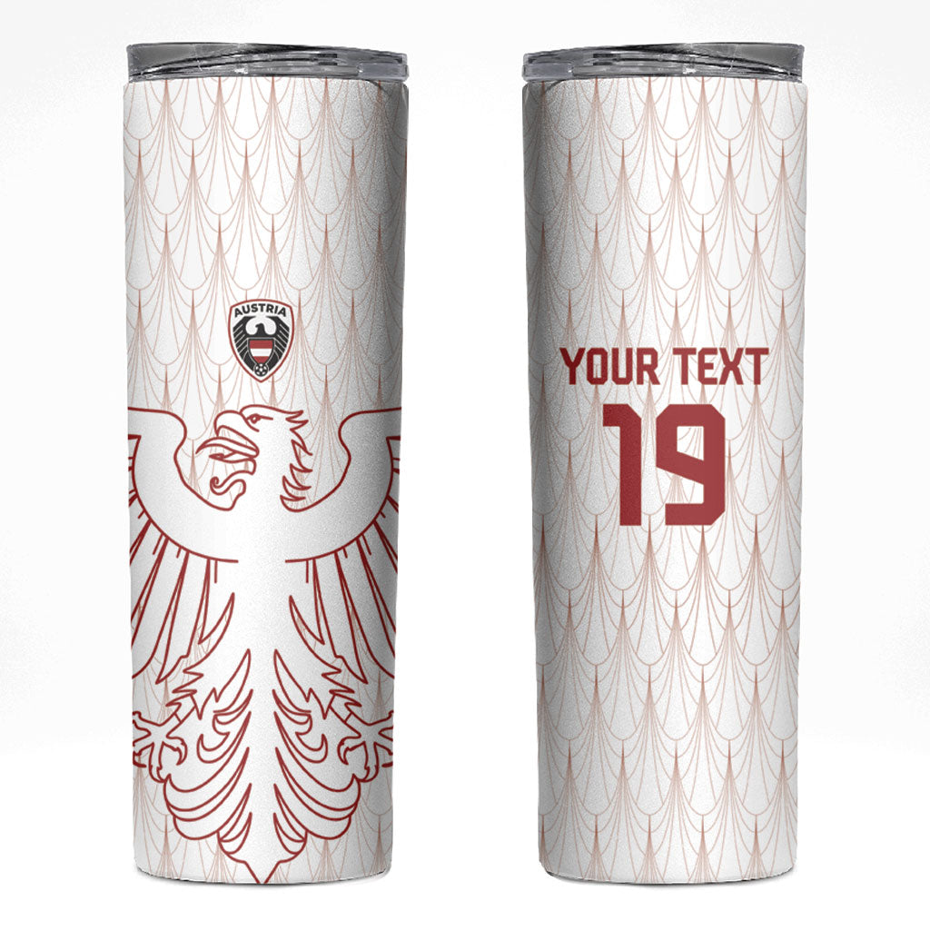 Custom World Football 2026 Austria Skinny Tumbler Austrian Eagles White Glory