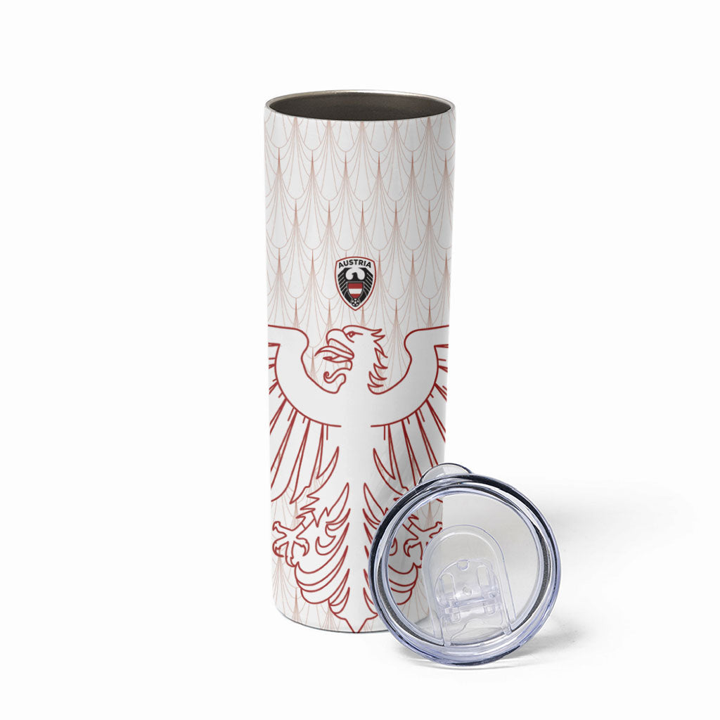 Custom World Football 2026 Austria Skinny Tumbler Austrian Eagles White Glory