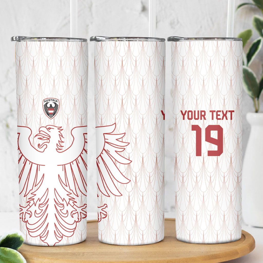 Custom World Football 2026 Austria Skinny Tumbler Austrian Eagles White Glory