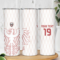 Custom World Football 2026 Austria Skinny Tumbler Austrian Eagles White Glory