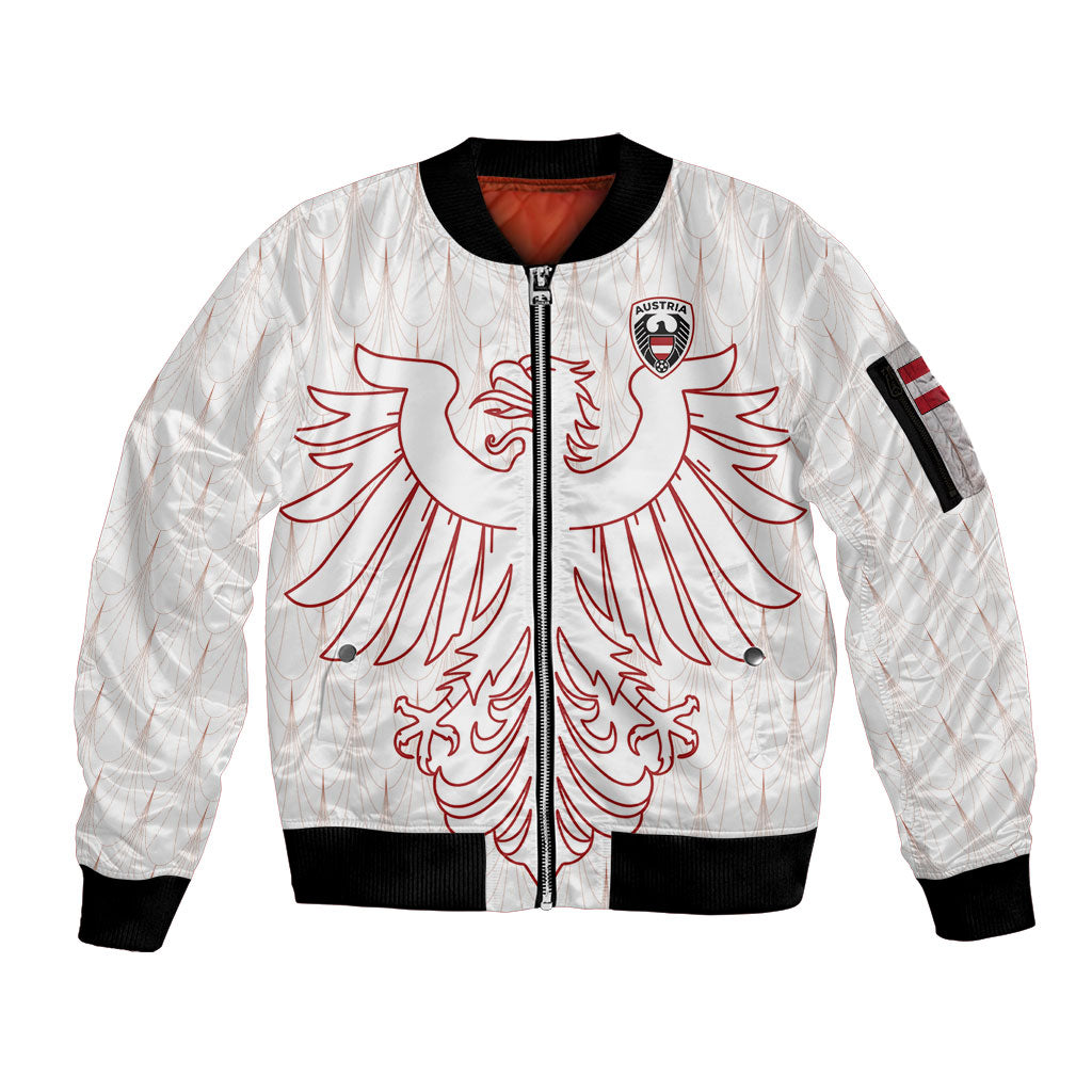 Custom World Football 2026 Austria Sleeve Zip Bomber Jacket Austrian Eagles White Glory
