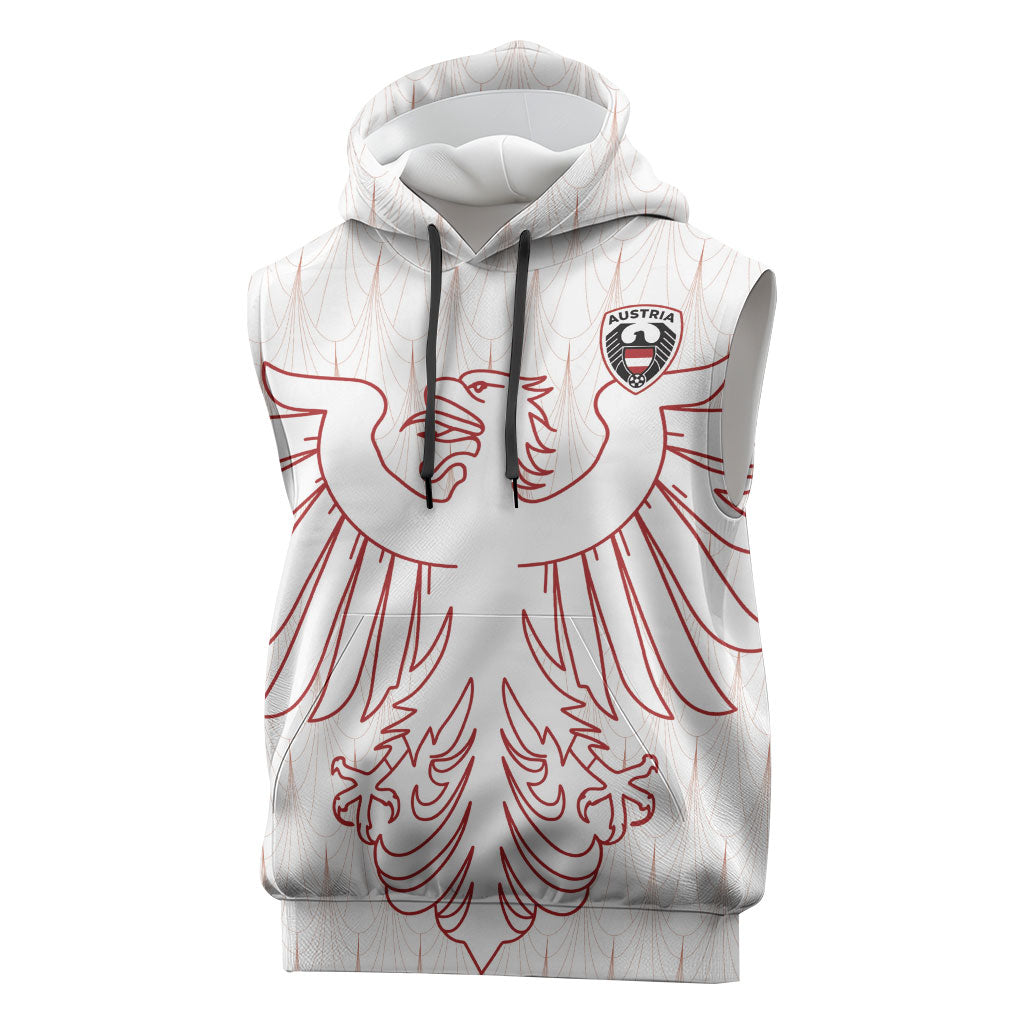 Custom World Football 2026 Austria Sleeveless Hoodie Austrian Eagles White Glory