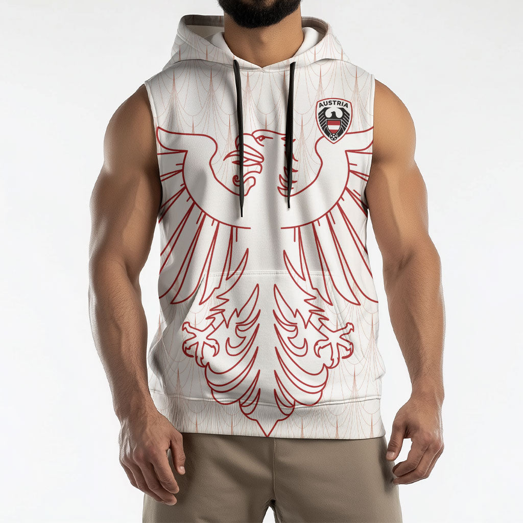 Custom World Football 2026 Austria Sleeveless Hoodie Austrian Eagles White Glory