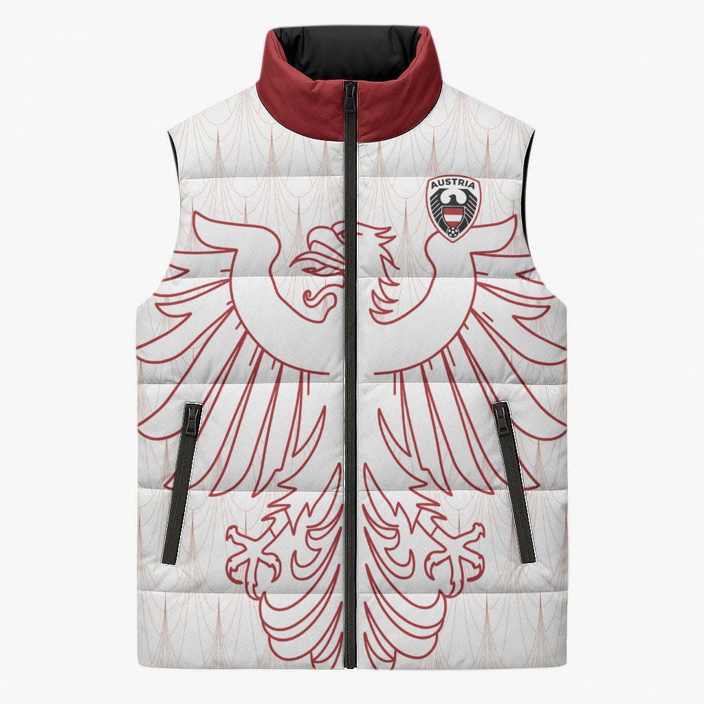 Custom World Football 2026 Austria Sleeveless Puffer Jacket Austrian Eagles White Glory