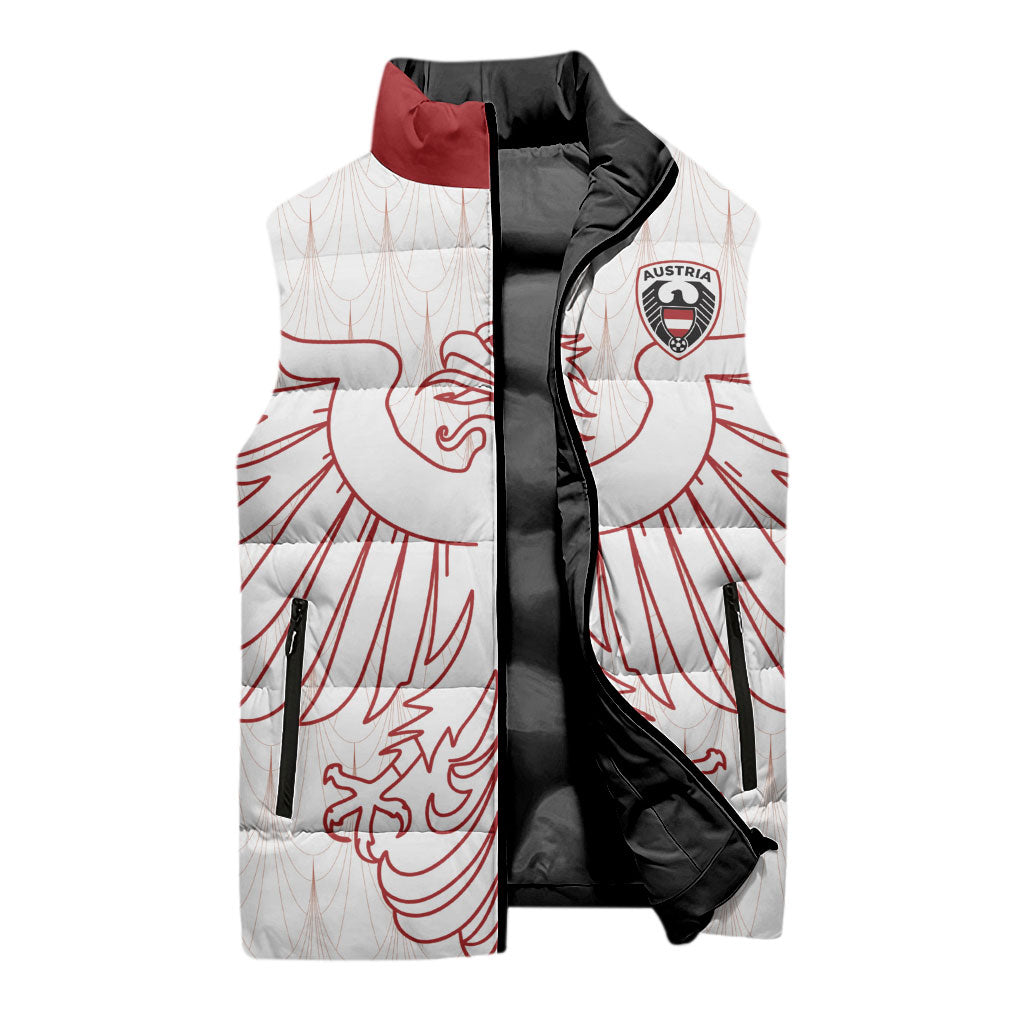 Custom World Football 2026 Austria Sleeveless Puffer Jacket Austrian Eagles White Glory