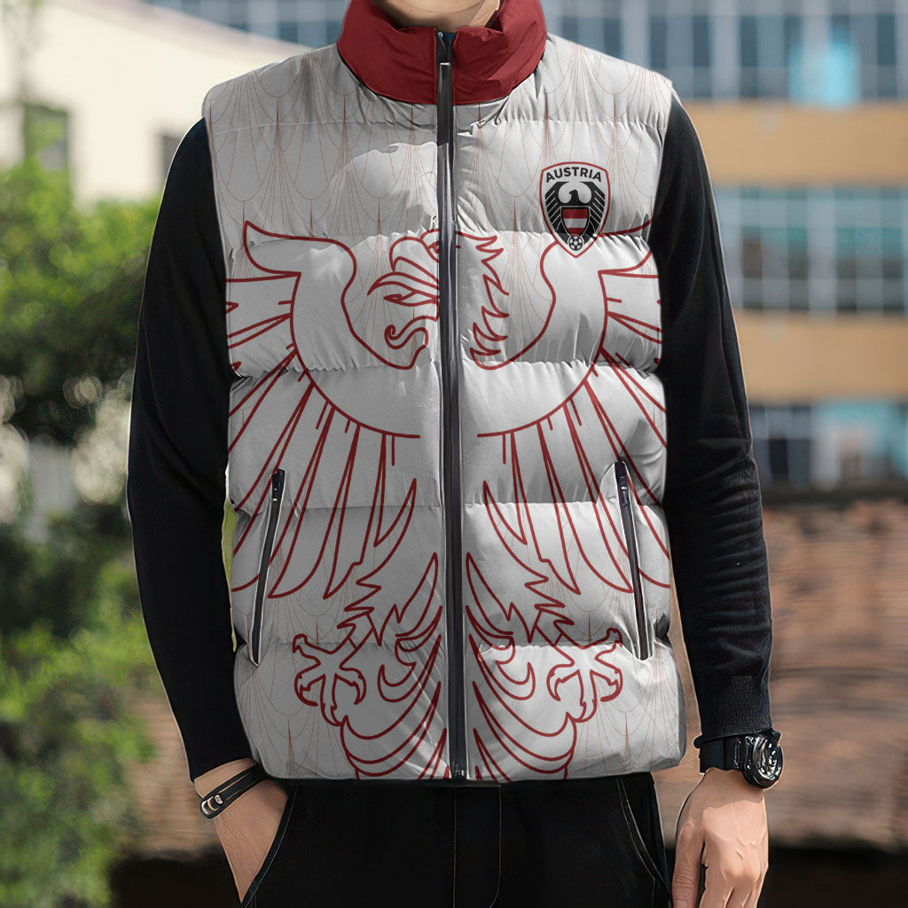 Custom World Football 2026 Austria Sleeveless Puffer Jacket Austrian Eagles White Glory