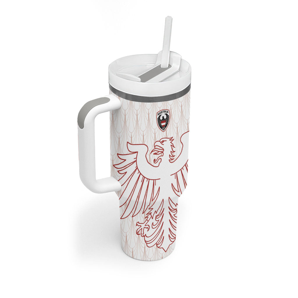 Custom World Football 2026 Austria Tumbler With Handle Austrian Eagles White Glory