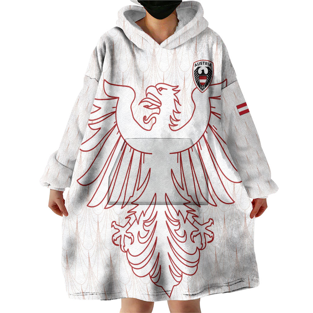 Custom World Football 2026 Austria Wearable Blanket Hoodie Austrian Eagles White Glory
