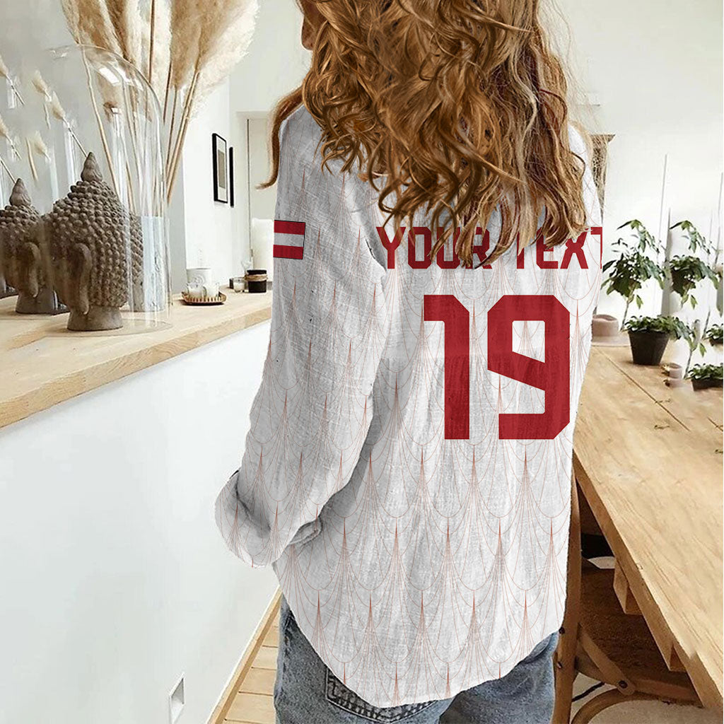 Custom World Football 2026 Austria Women Casual Shirt Austrian Eagles White Glory