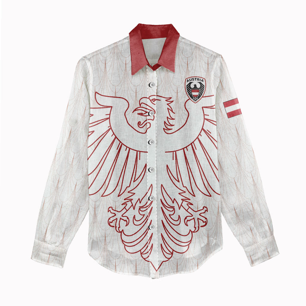 Custom World Football 2026 Austria Women Casual Shirt Austrian Eagles White Glory