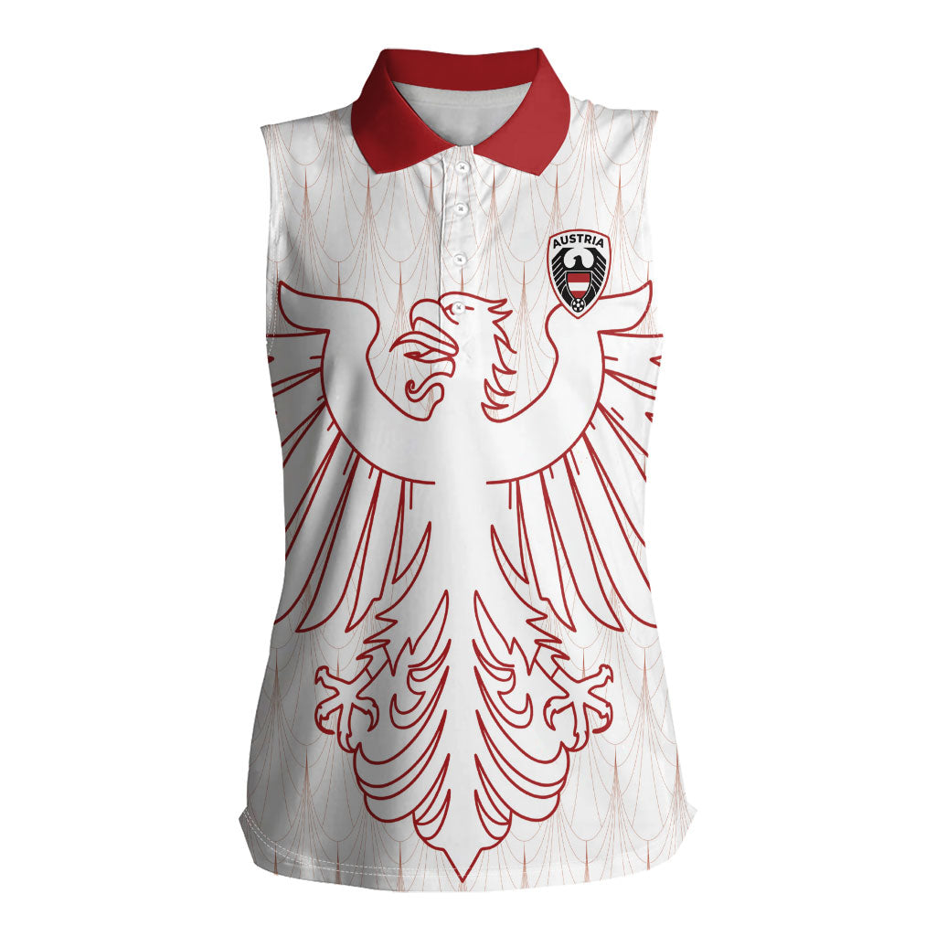 Custom World Football 2026 Austria Women Sleeveless Polo Shirt Austrian Eagles White Glory