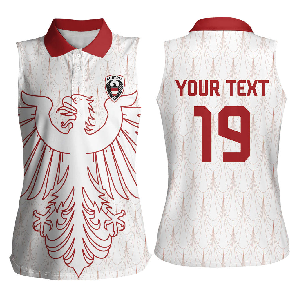 Custom World Football 2026 Austria Women Sleeveless Polo Shirt Austrian Eagles White Glory