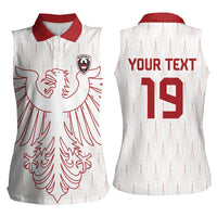 Custom World Football 2026 Austria Women Sleeveless Polo Shirt Austrian Eagles White Glory