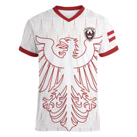 Custom World Football 2026 Austria Women V-Neck T-Shirt Austrian Eagles White Glory