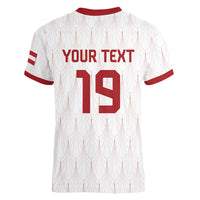 Custom World Football 2026 Austria Women V-Neck T-Shirt Austrian Eagles White Glory