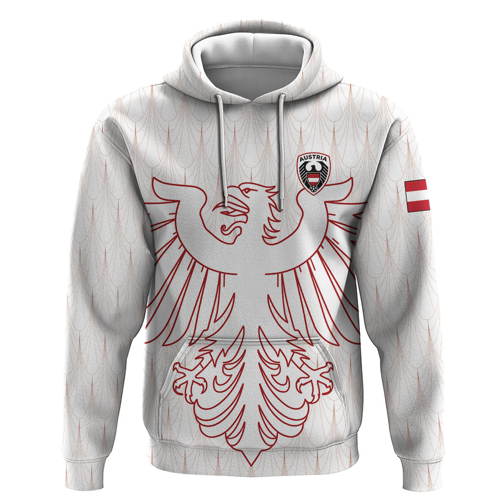 Custom World Football 2026 Austria Zip Hoodie Austrian Eagles White Glory