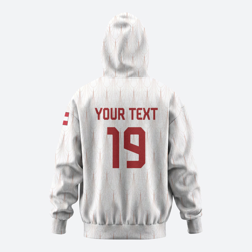 Custom World Football 2026 Austria Zip Hoodie Austrian Eagles White Glory