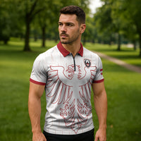Custom World Football 2026 Austria Zipper Polo Shirt Austrian Eagles White Glory