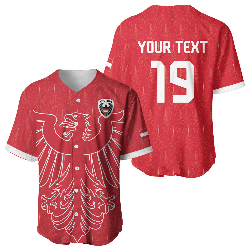 Custom World Football 2026 Austria Baseball Jersey Austrian Eagles Red Glory