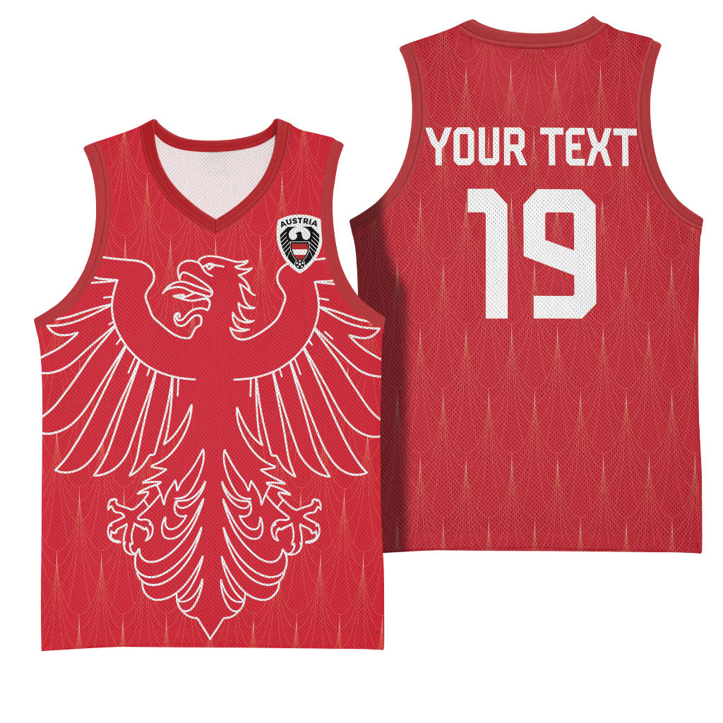 Custom World Football 2026 Austria Basketball Jersey Austrian Eagles Red Glory