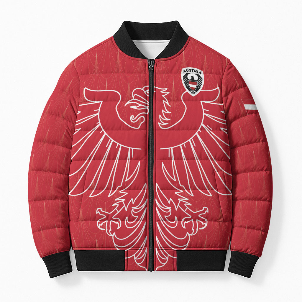 Custom World Football 2026 Austria Bomber Puffer Jacket Austrian Eagles Red Glory