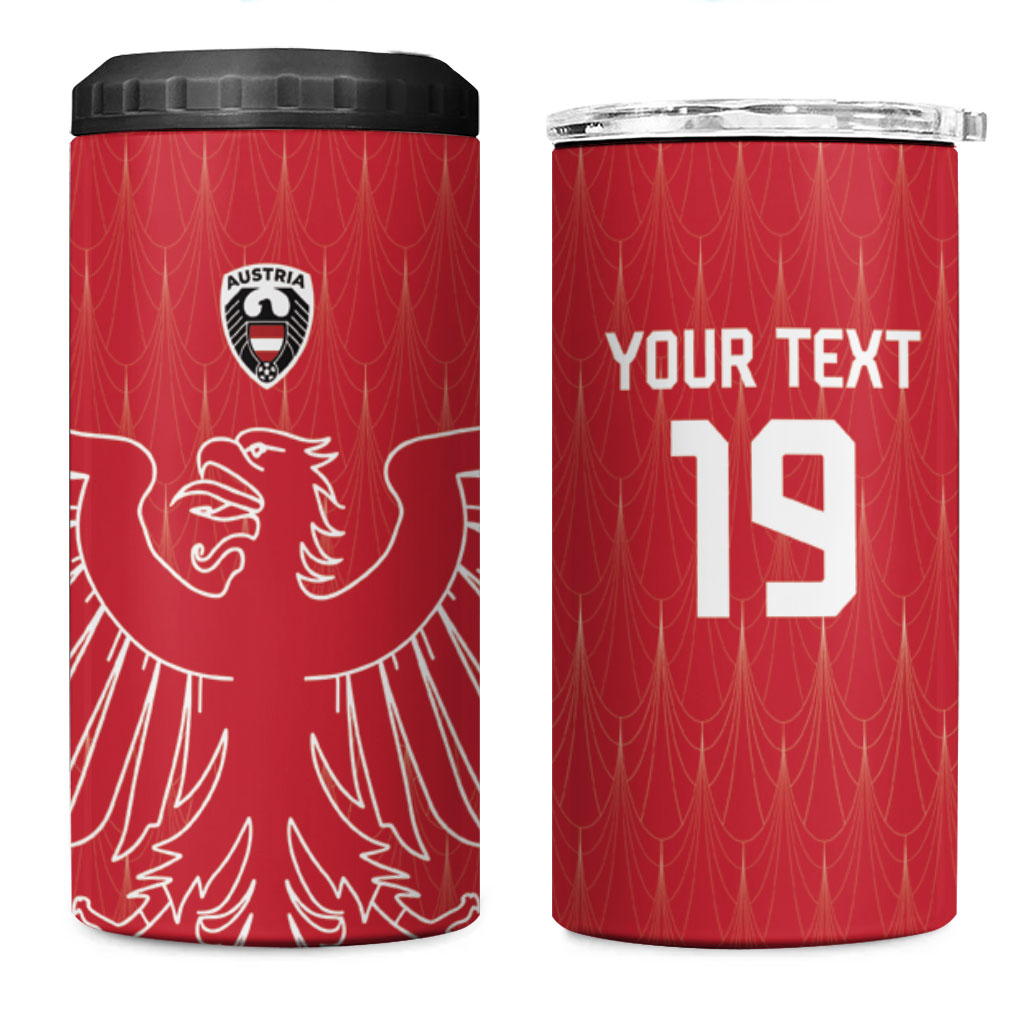Custom World Football 2026 Austria 4 in 1 Can Cooler Tumbler Austrian Eagles Red Glory