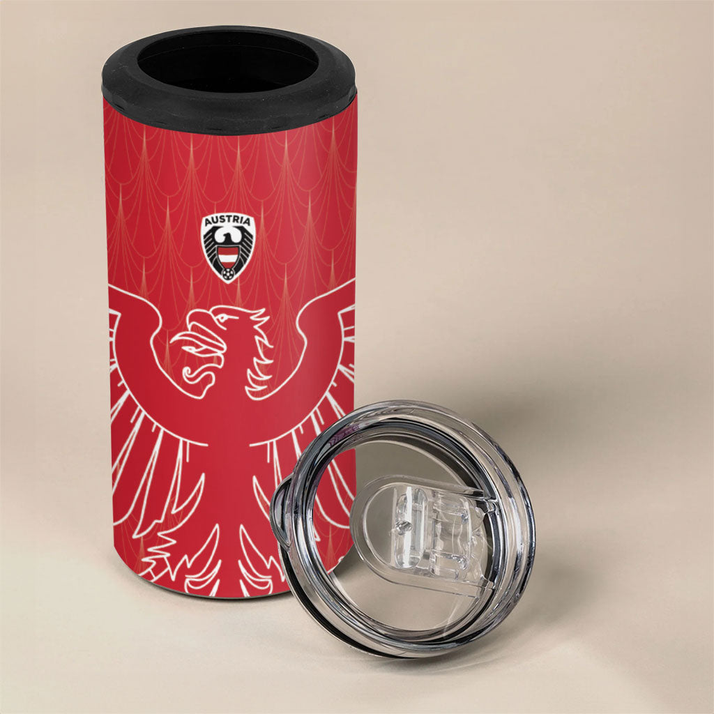 Custom World Football 2026 Austria 4 in 1 Can Cooler Tumbler Austrian Eagles Red Glory