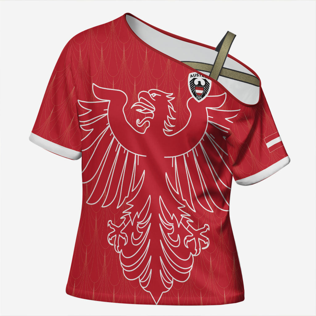 Custom World Football 2026 Austria Cross Shoulder Shirt Austrian Eagles Red Glory