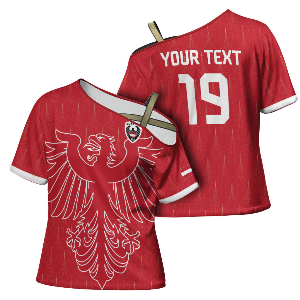 Custom World Football 2026 Austria Cross Shoulder Shirt Austrian Eagles Red Glory