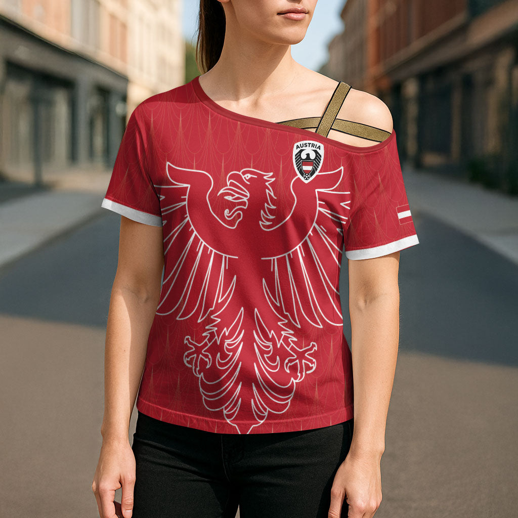 Custom World Football 2026 Austria Cross Shoulder Shirt Austrian Eagles Red Glory