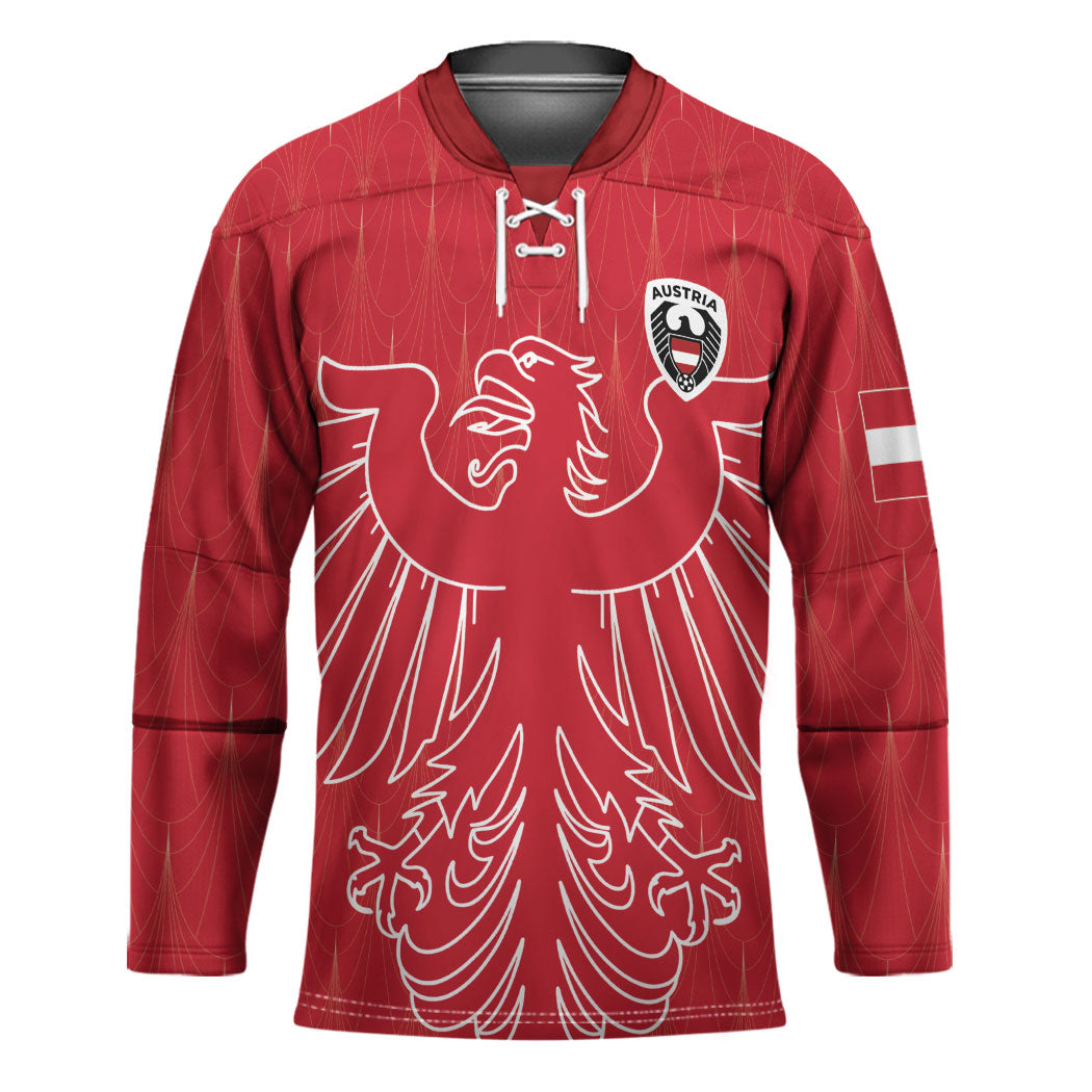 Custom World Football 2026 Austria Hockey Jersey Austrian Eagles Red Glory