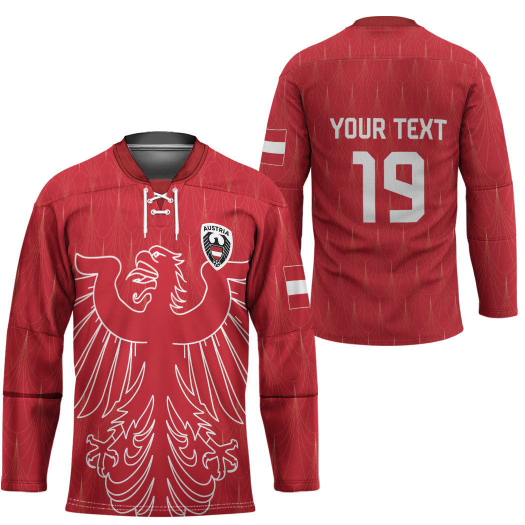 Custom World Football 2026 Austria Hockey Jersey Austrian Eagles Red Glory