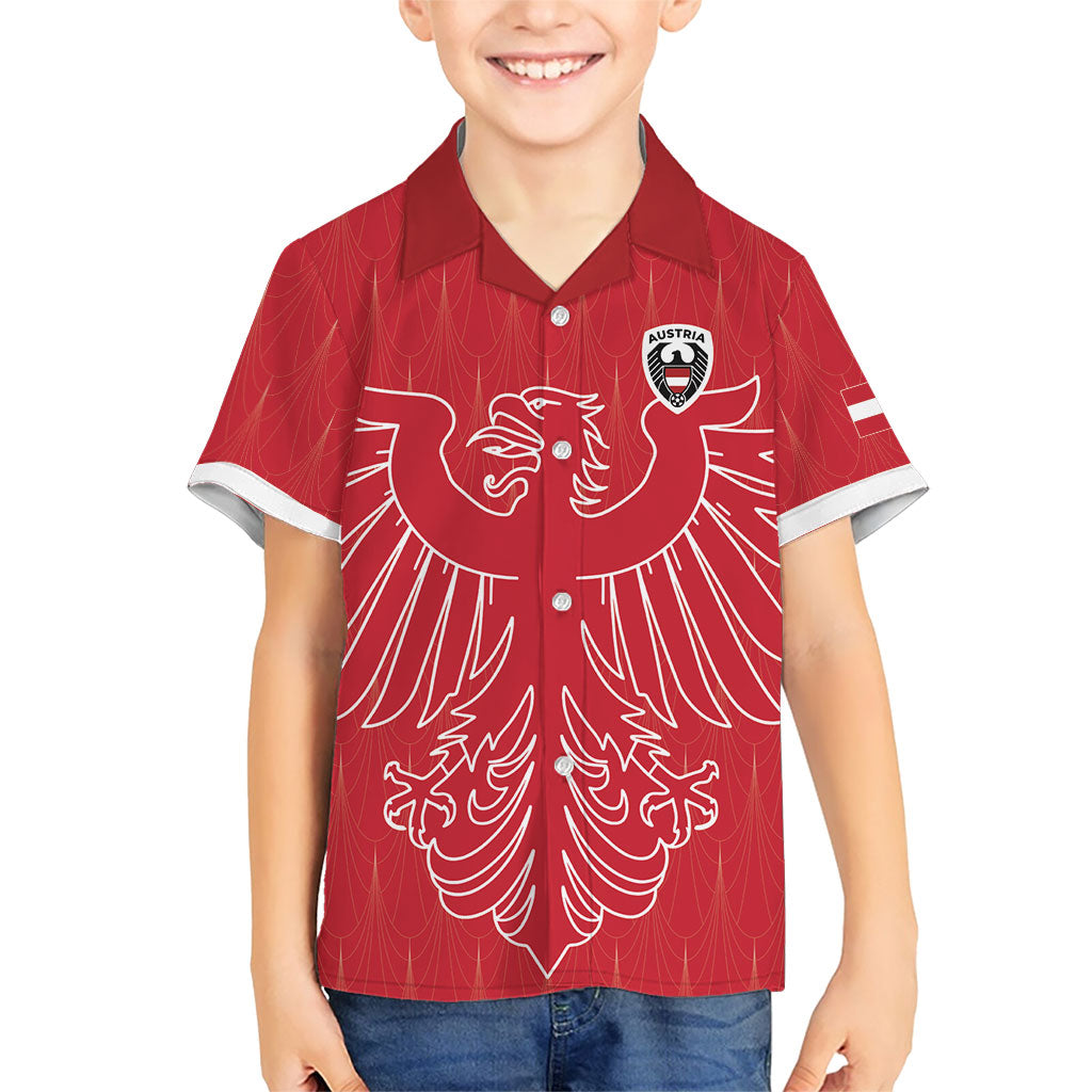 Custom World Football 2026 Austria Kid Hawaiian Shirt Austrian Eagles Red Glory