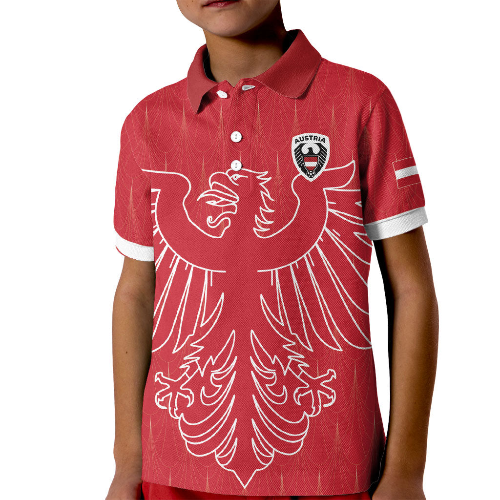Custom World Football 2026 Austria Kid Polo Shirt Austrian Eagles Red Glory