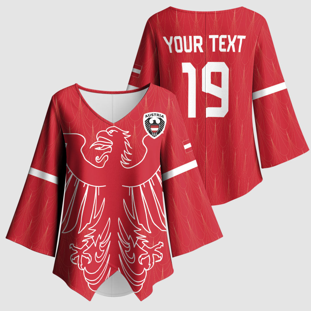 Custom World Football 2026 Austria Kimono Sleeve Blouse Austrian Eagles Red Glory