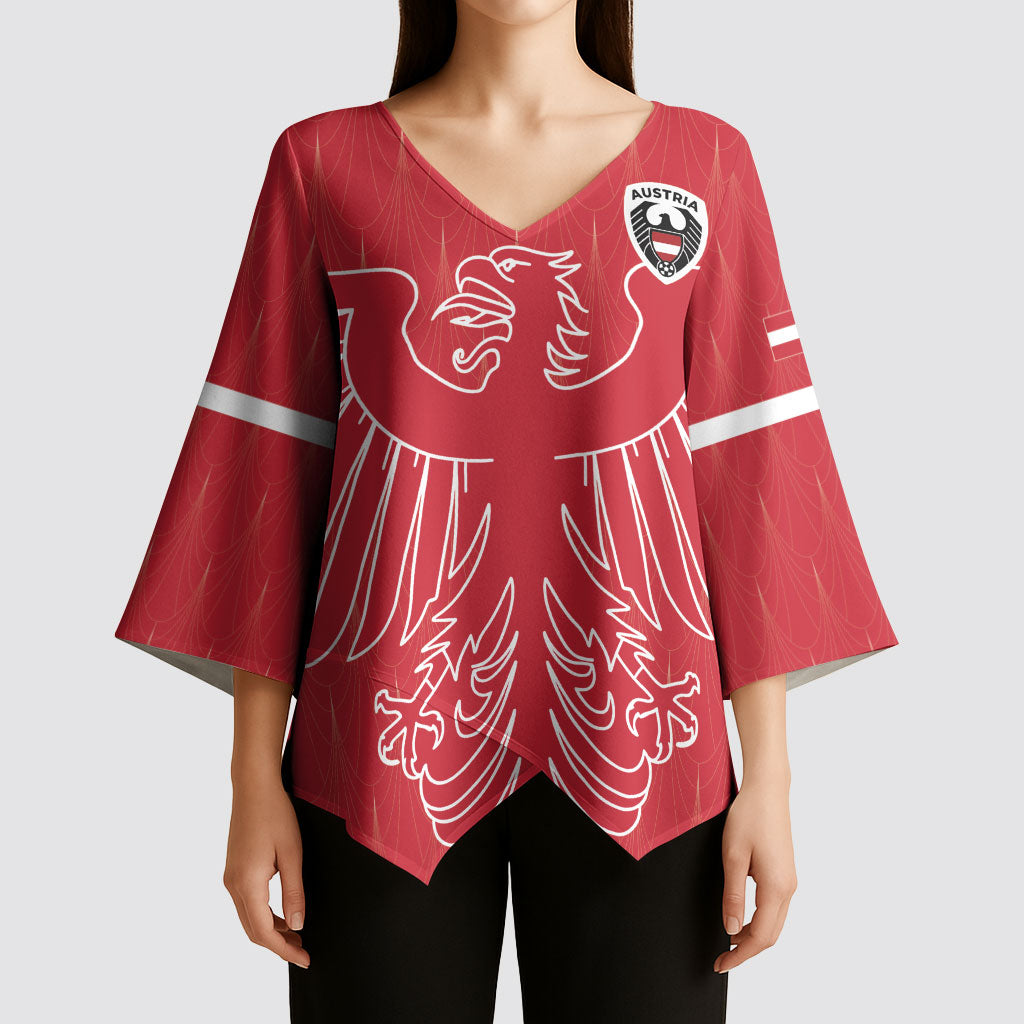 Custom World Football 2026 Austria Kimono Sleeve Blouse Austrian Eagles Red Glory