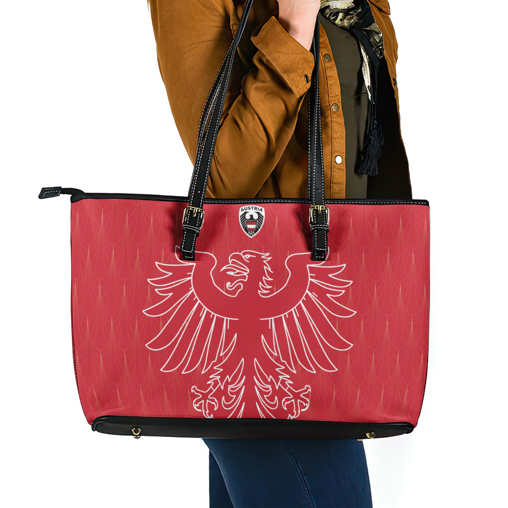 World Football 2026 Austria Leather Tote Bag Austrian Eagles Red Glory