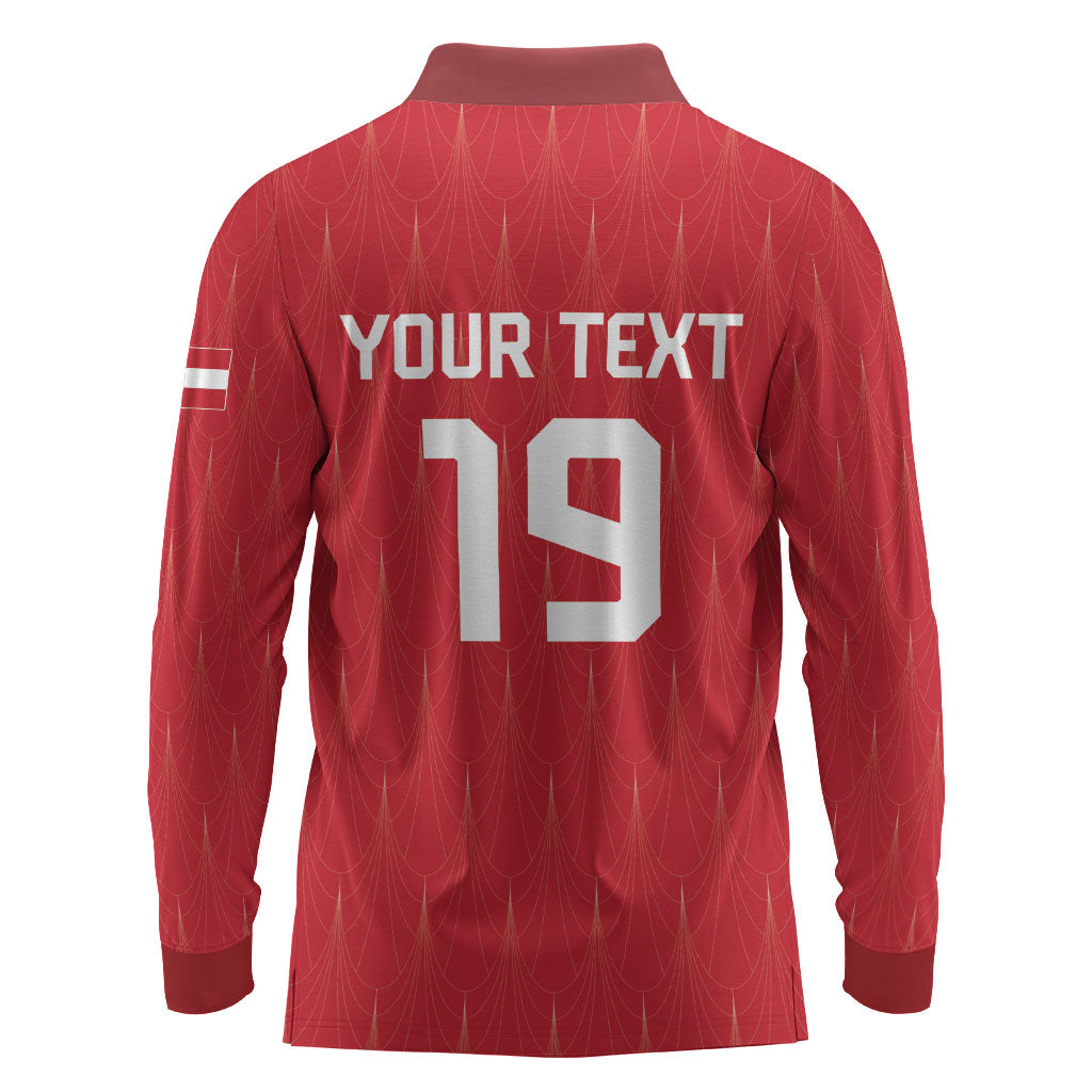 Custom World Football 2026 Austria Long Sleeve Polo Shirt Austrian Eagles Red Glory
