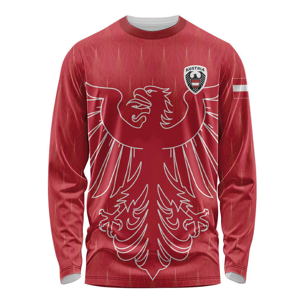 Custom World Football 2026 Austria Long Sleeve Shirt Austrian Eagles Red Glory