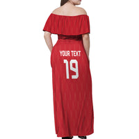 Custom World Football 2026 Austria Off Shoulder Maxi Dress Austrian Eagles Red Glory