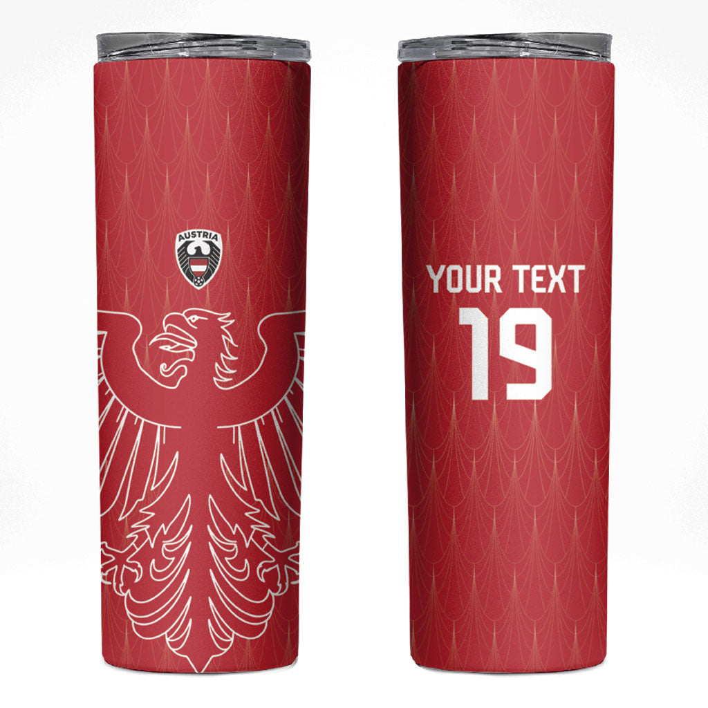 Custom World Football 2026 Austria Skinny Tumbler Austrian Eagles Red Glory