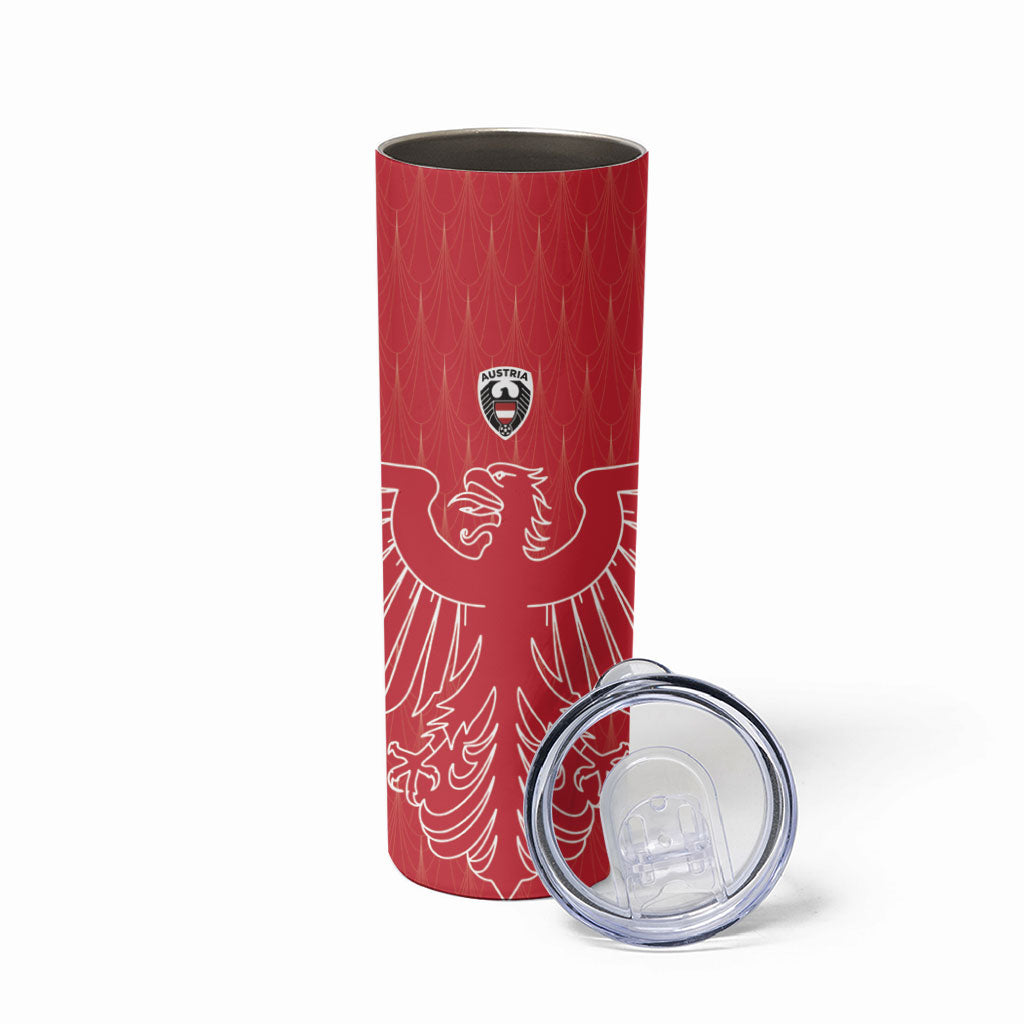 Custom World Football 2026 Austria Skinny Tumbler Austrian Eagles Red Glory