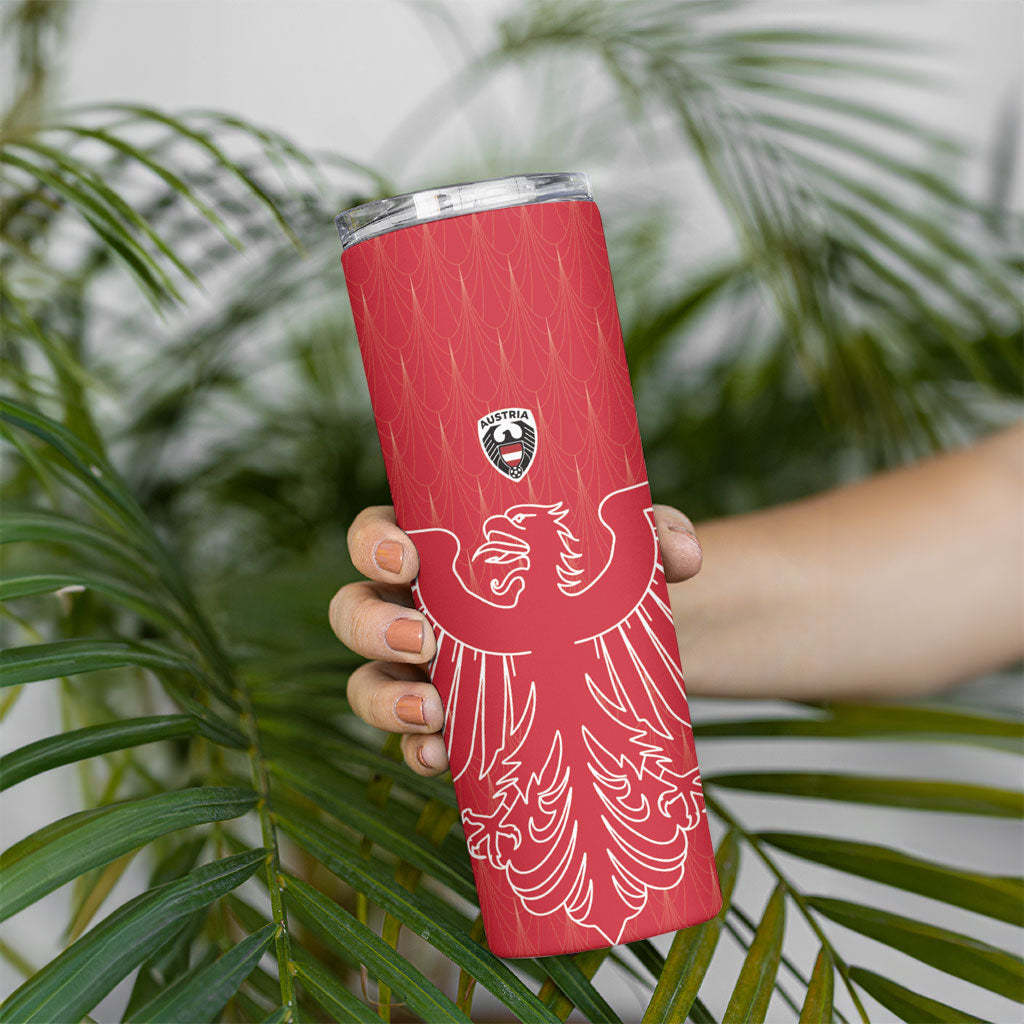 Custom World Football 2026 Austria Skinny Tumbler Austrian Eagles Red Glory