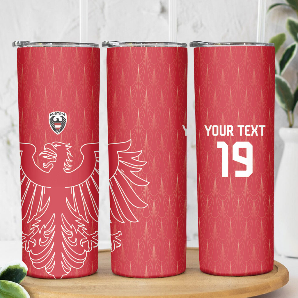Custom World Football 2026 Austria Skinny Tumbler Austrian Eagles Red Glory