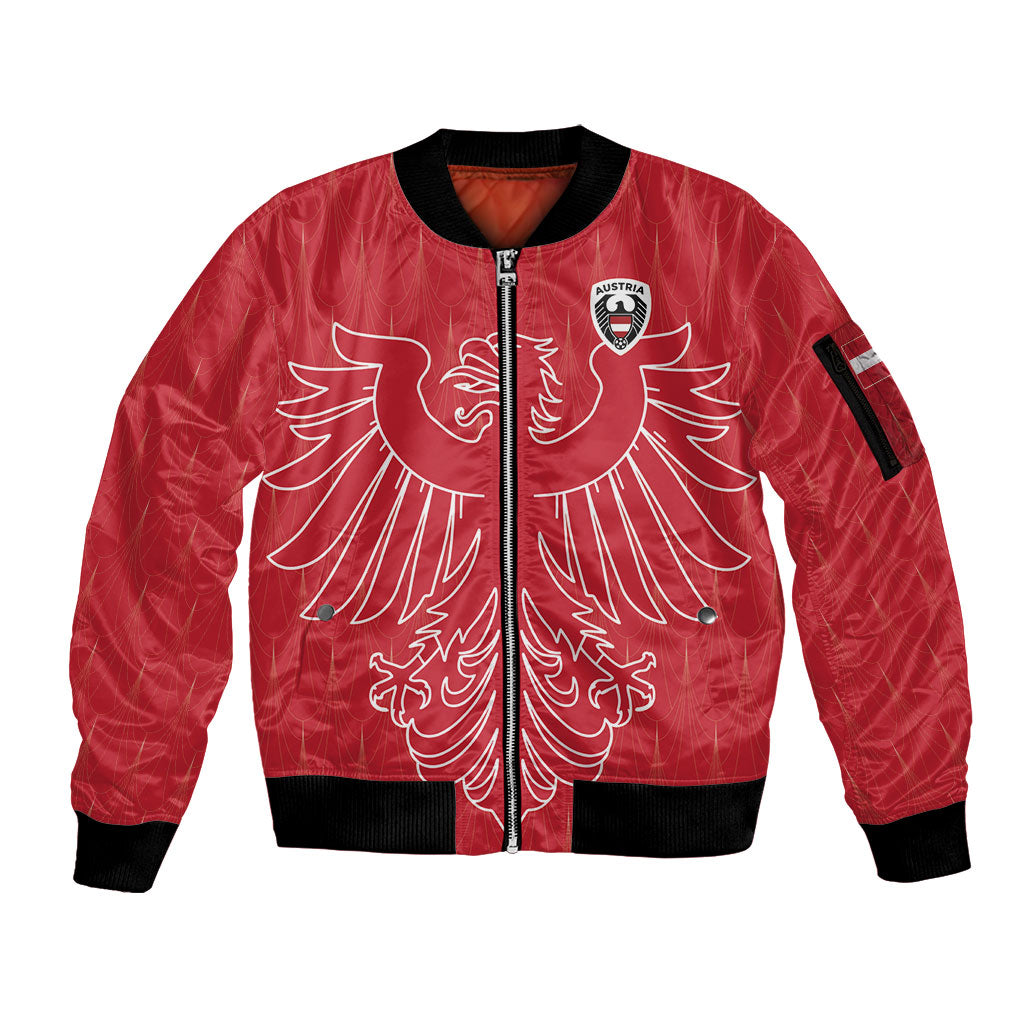 Custom World Football 2026 Austria Sleeve Zip Bomber Jacket Austrian Eagles Red Glory