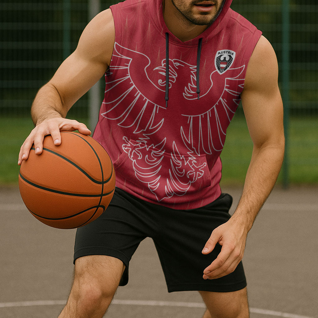 Custom World Football 2026 Austria Sleeveless Hoodie Austrian Eagles Red Glory