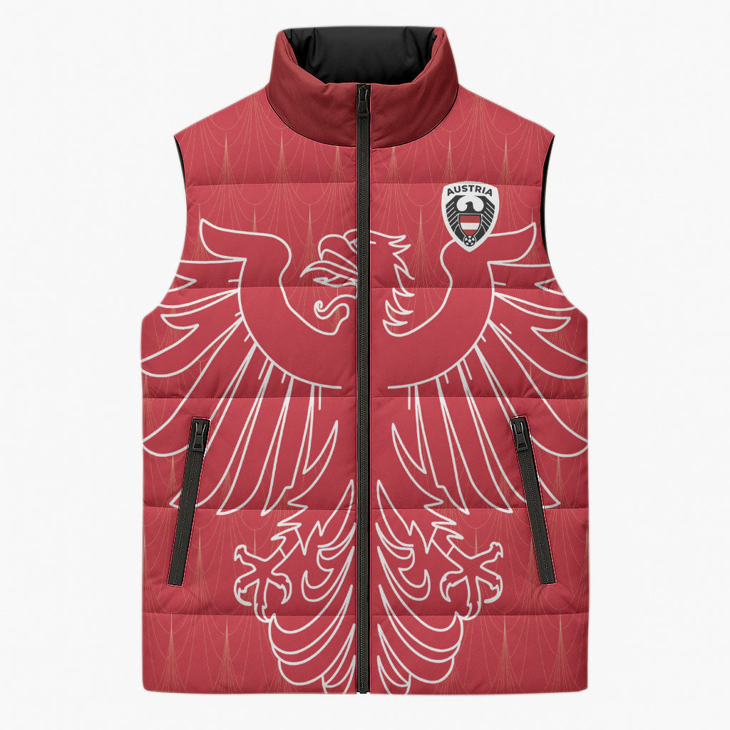 Custom World Football 2026 Austria Sleeveless Puffer Jacket Austrian Eagles Red Glory