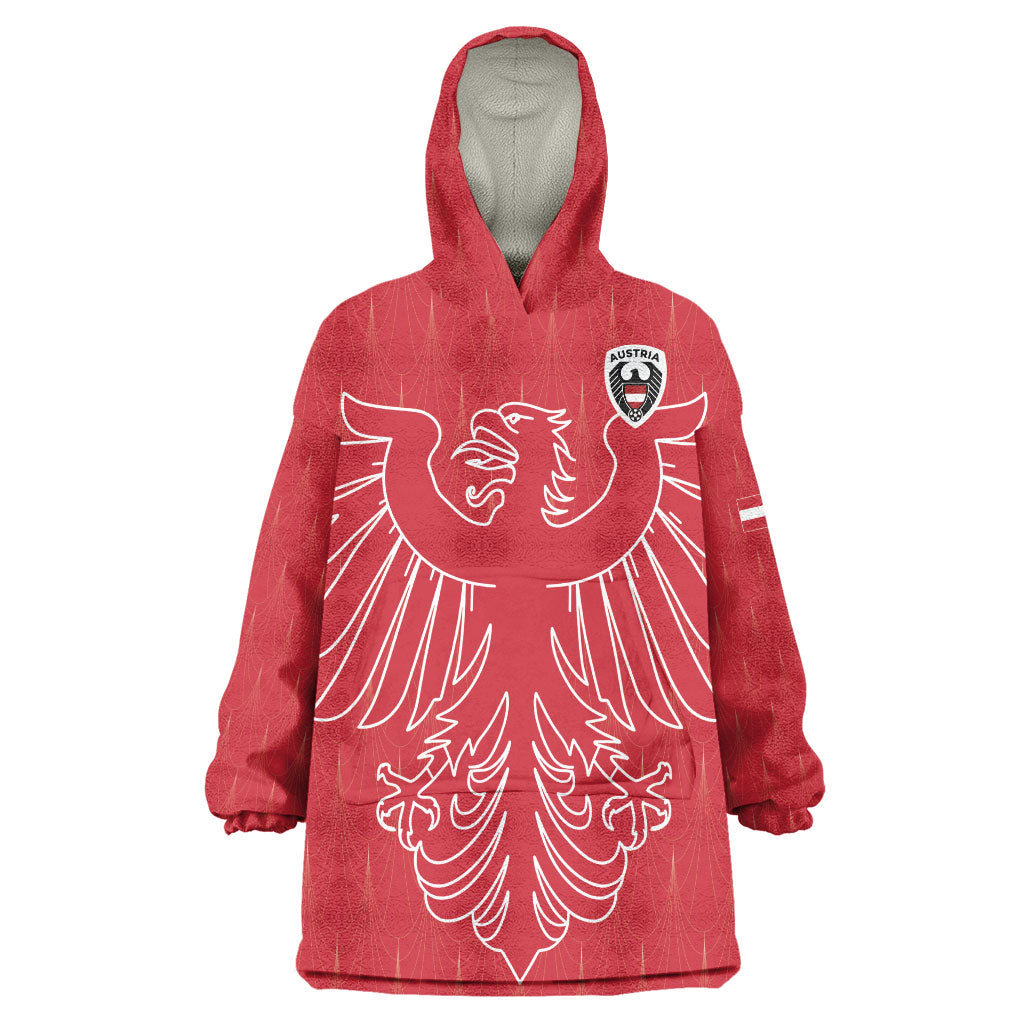 Custom World Football 2026 Austria Wearable Blanket Hoodie Austrian Eagles Red Glory