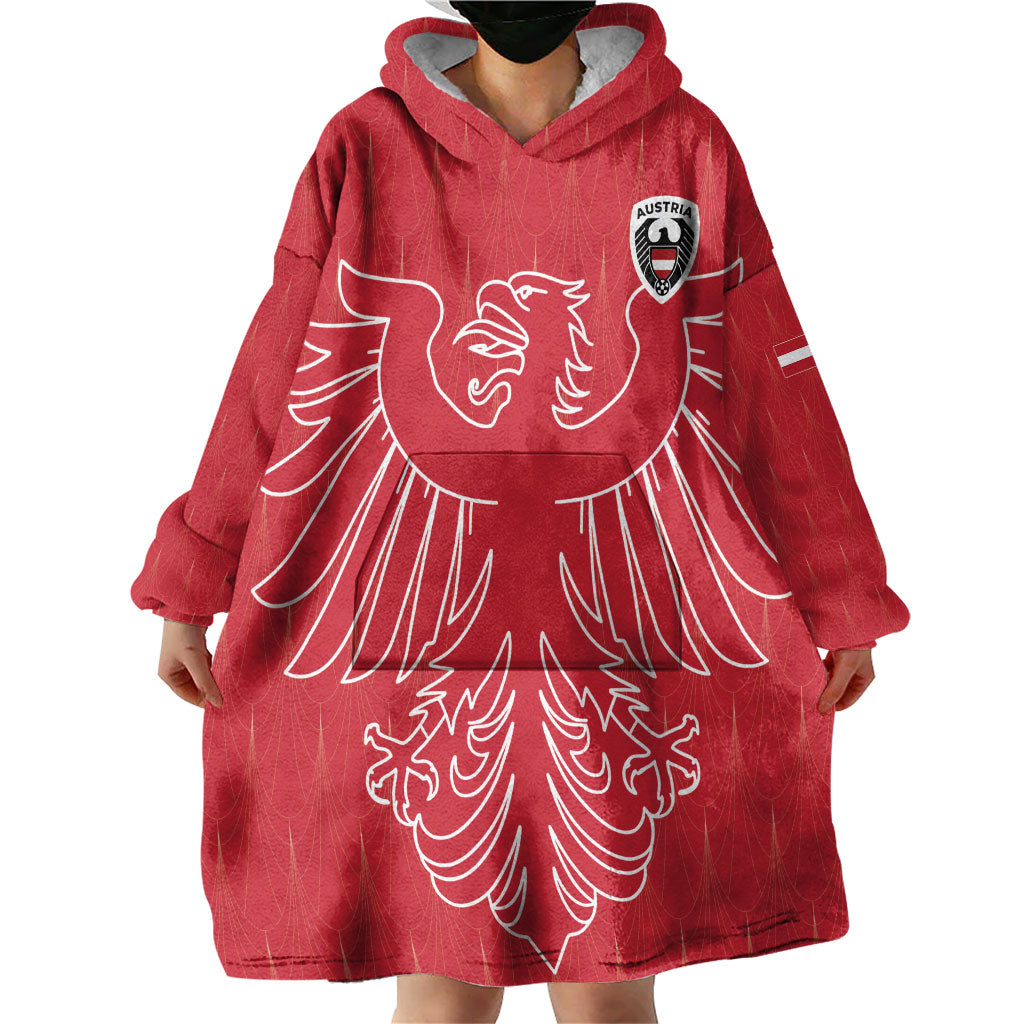 Custom World Football 2026 Austria Wearable Blanket Hoodie Austrian Eagles Red Glory